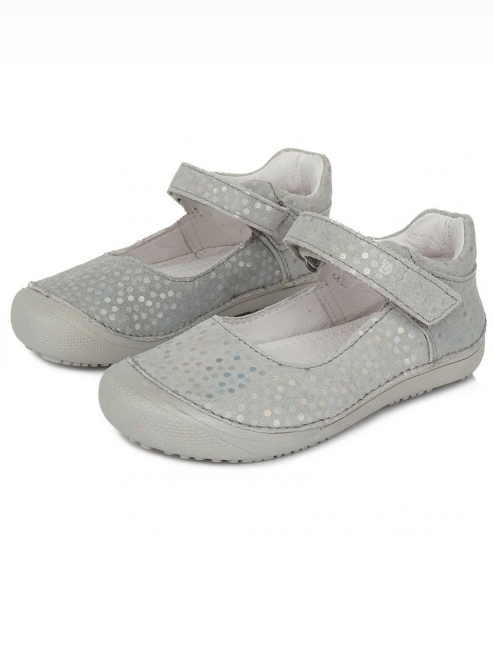 D.D. Step Barefoot Leather Girls Ballet Flats Grey Size 2-2,5